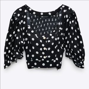 Zara Puff Sleeve Dot Top